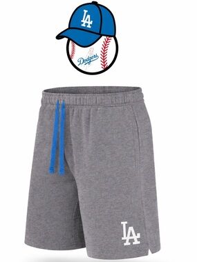 Mens Official Licensed MLB Los Angeles Dodgers Gray Iconic Logo Shorts Medium